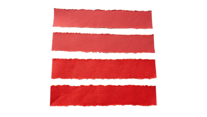 Red Torn Paper Strips Isolated on a transparent background