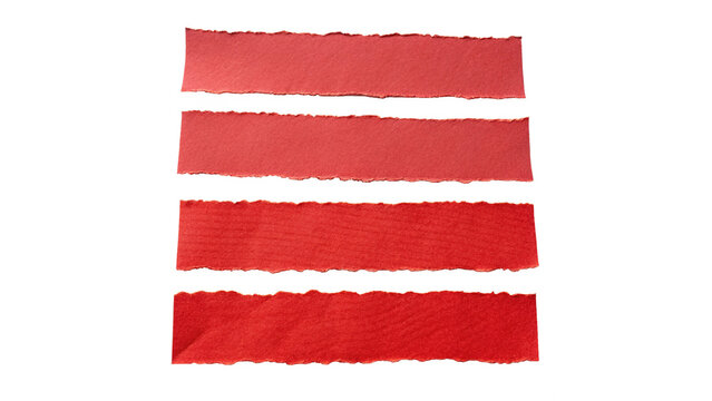 Red Torn Paper Strips Isolated on a transparent background