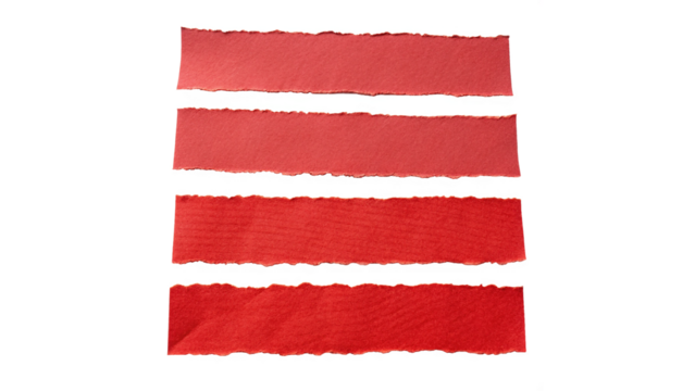 Red Torn Paper Strips Isolated on a transparent background