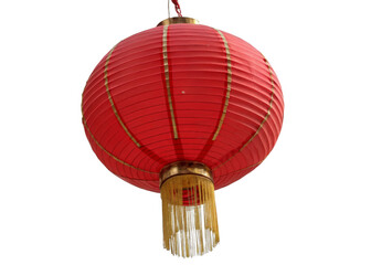 Chinese red paper lantern Isolated on a transparent background.