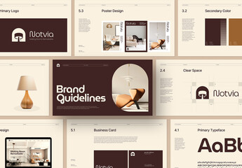 Modern and Clean Interior Brand Guidelines Presentation with Brown Accents