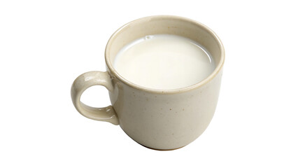White Cup Filled with Fresh Milk Isolated on transparent Background
