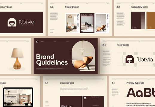 Modern and Clean Interior Brand Guidelines Presentation with Brown Accents