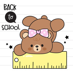 back to school cute teddy bear with ruler school suppliers kawaii animal baby girl