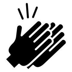 Clapping hands icon Flat outline fill black and white