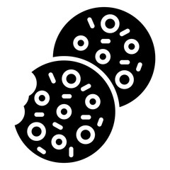 Cookie icon Flat outline fill black and white