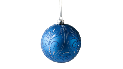 Blue decoration with decorative pattern on silk thread Isolated on transparent Background