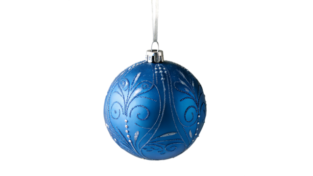 Blue decoration with decorative pattern on silk thread Isolated on transparent Background