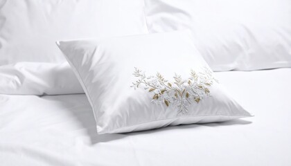 White Pillow With Gold Floral Embellishment