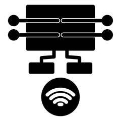 data streaming icon Flat outline fill black and white