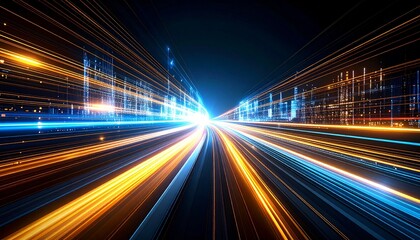 Fototapeta premium An abstract visual representation of technology with streaks of light streaming forward