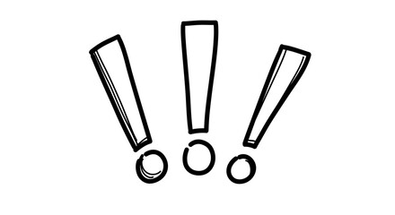 Vector of three hand drawn exclamation marks