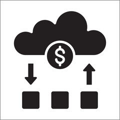 Cloud data storage icon. Finance data security server icon. Icon symbol compatible for internet , network, security, system. Vector illustration.