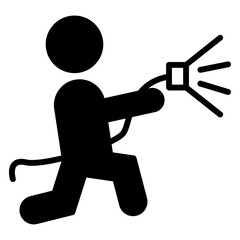 Firefighter icon Flat outline fill black and white