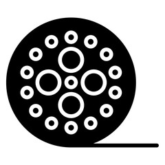 Film roll icon Flat outline fill black and white