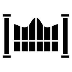 Gate icon Flat outline fill black and white