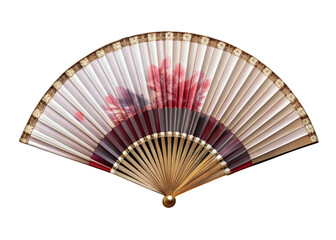 Folding hand fan isolated on transparent background.