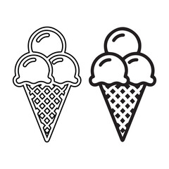 Ice cream black and white flat vector icon design. Ice cream symbol and clip art