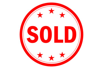 SOLD - Red Rubber Stamp with text SOLD
