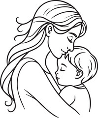 Mother Loving Her Child – Heartwarming Family Moment Illustration