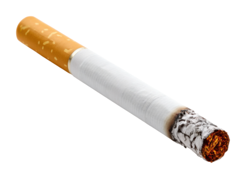 Cigarette smoke rising urban environment concept of addiction isolated on transparent background