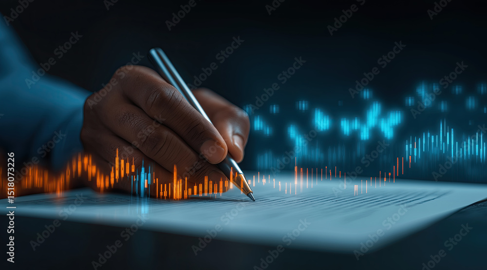 Poster financial analytics dashboard displays comprehensive business performance metrics and trending data.