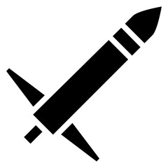 Missile icon Flat outline fill black and white