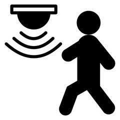 Motion sensor icon Flat outline fill black and white