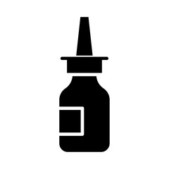 Nasal spray bottle icon Flat outline fill black and white