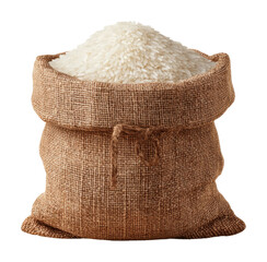Harvesting rice freshly packed rice sack in agriculture natural light view isolated on transparent background