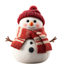 Charming snowman decoration winter wonderland cozy atmosphere front view holiday spirit isolated on transparent background