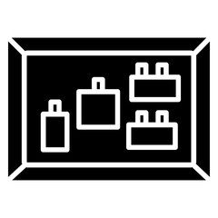 Notice board with notes icon Flat outline fill black and white