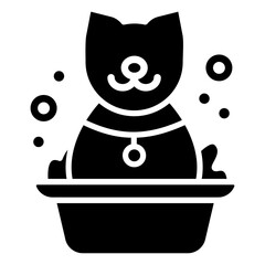 Pet Salon icon Flat outline fill black and white