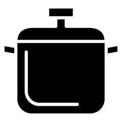 pressure cooker icon Flat outline fill black and white