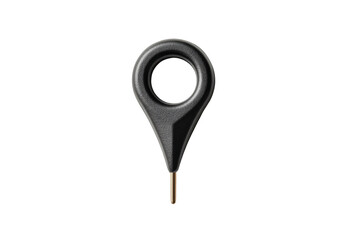 PNG Black plastic sim card ejector tool with ring handle on black background
