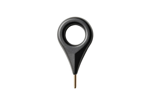 PNG Black plastic sim card ejector tool with ring handle on black background