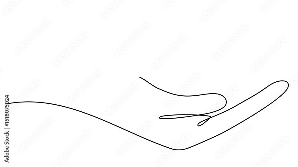 Poster animated hand holding shield badge continuous line drawn. guard drawing sign animation. protect line