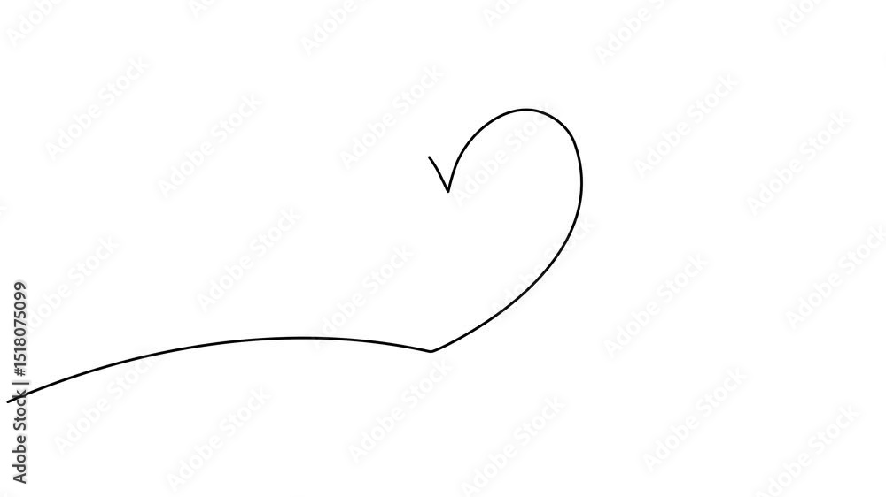 Poster heart shape continuous one line drawing animated video. love doodle symbol animation.