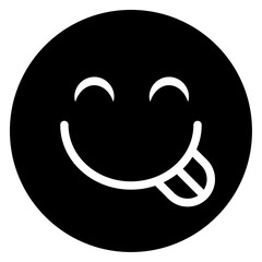 Savoring Food Emoji icon Flat outline fill black and white