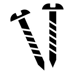 Screws icon Flat outline fill black and white