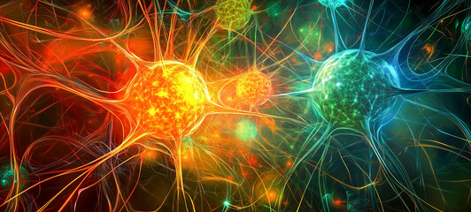 Colorful abstract representation of neurons in vibrant colors