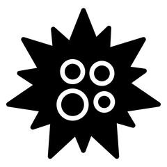 Sea urchin Icon Flat outline fill black and white