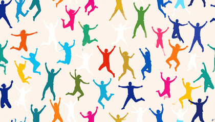 Vibrant Silhouette Dance Patterns on Colorful Background