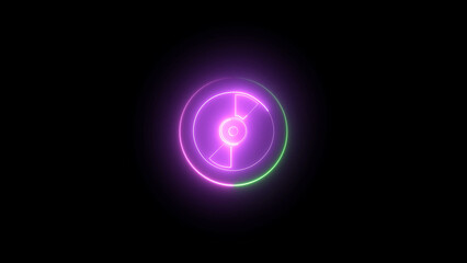 Abstract Glowing Circle Design with Neon Pink and Green Colors on a Black Background for Technology Concepts