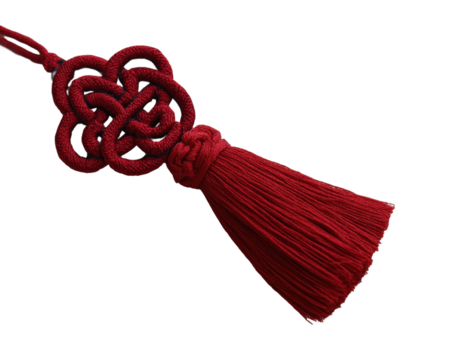 Elegant red tassel knot decoration cultural symbol home artistic perspective isolated on transparent background