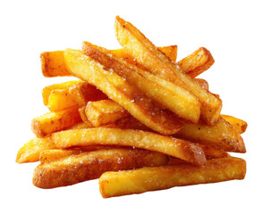 Delicious golden french fries fast food restaurant food urban view comfort food isolated on transparent background