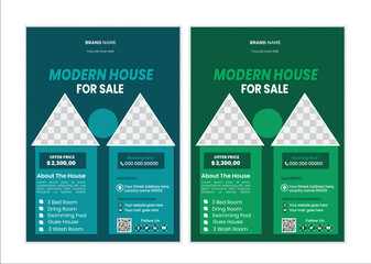 a bundle of 3 templates house sale flyer design, in blue color, and modern design,marketing,business proposal, promotion, advertise, publication and editable vector template design.