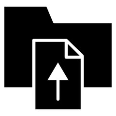 Upload file Icon Flat outline fill black and white
