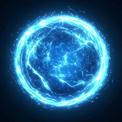 Glowing blue energy sphere abstract illustration represents digital networks futuristic concepts or energy fields