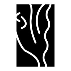 Wood board icon Flat outline fill black and white